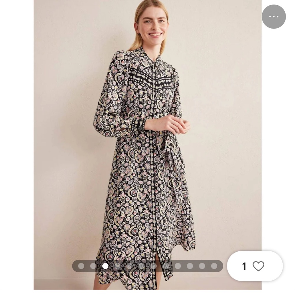 BODEN | Boho Lagenlook Floral Midi Shirt Dress size 4